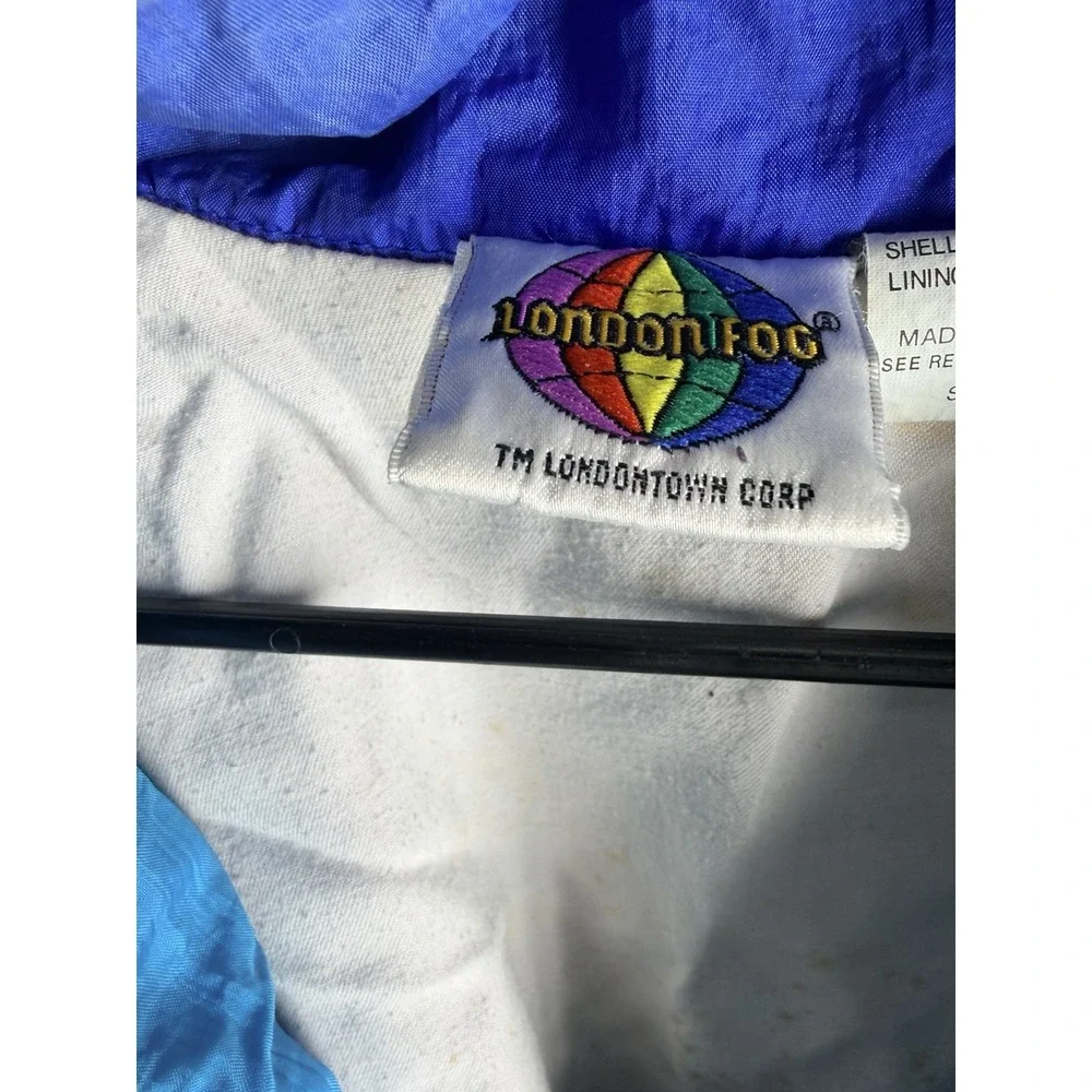 Vintage London Fog Jacket Kids M 5-6 Colorblock Windbreaker 90s Blue Red Retro